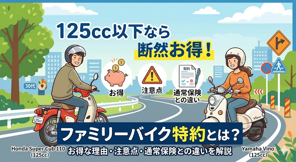 ファミリーバイク特約とは2026年版｜125cc以下ならお得な理由・注意点・通常保険との違い