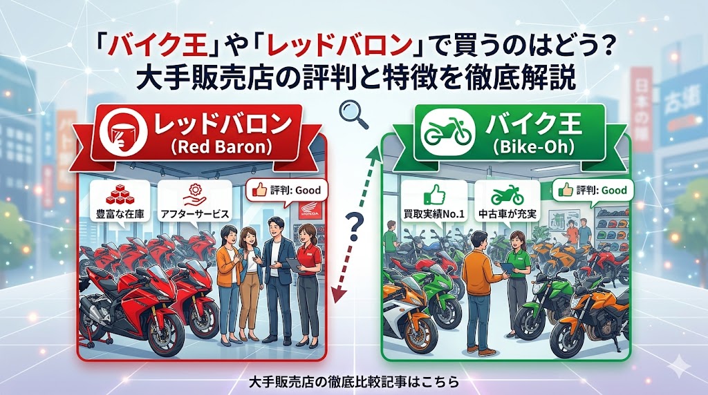 バイク王・レッドバロンで買うのはどう？大手バイク販売店の評判と特徴を徹底比較2026年版