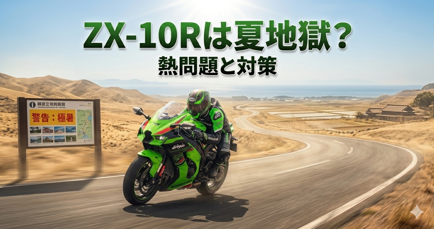 ZX-10Rの夏の熱問題や対策について解説する記事のアイキャッチ画像
