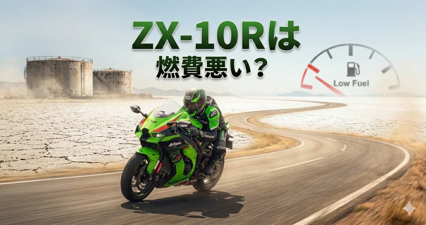ZX-10Rの燃費や実際の走行距離について解説する記事のアイキャッチ画像