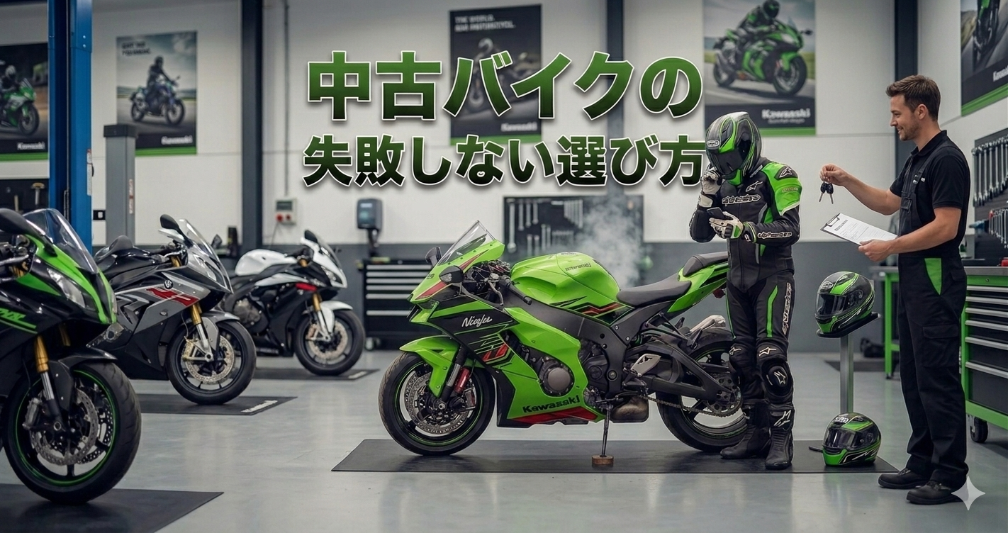中古バイクの選び方とチェックポイントを解説する記事のアイキャッチ画像