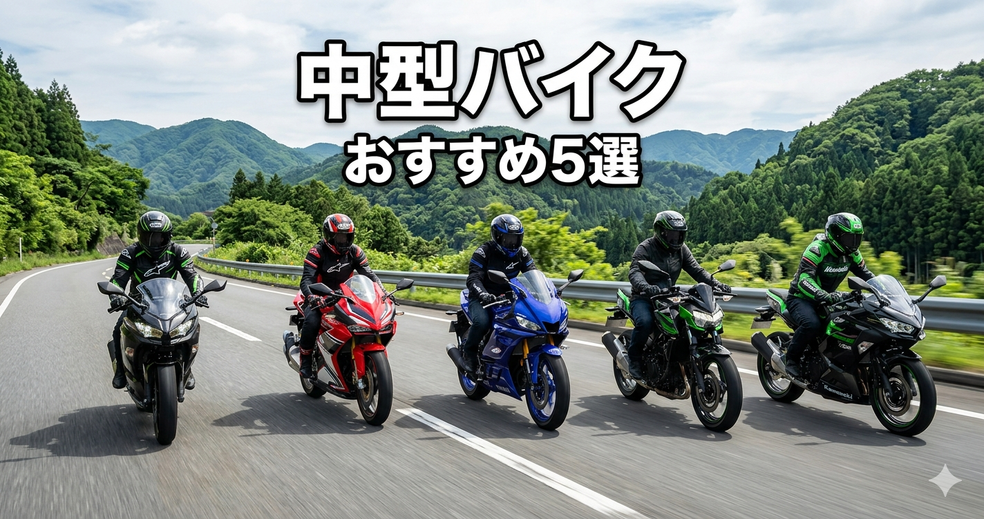 初心者向け中型バイクおすすめと選び方を解説する記事のアイキャッチ画像