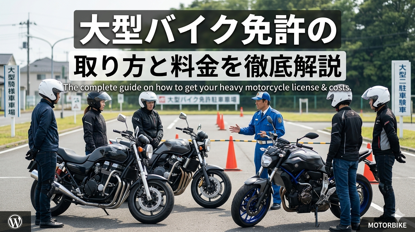 大型バイク免許の取り方や教習所の流れ、費用について解説する記事のアイキャッチ画像