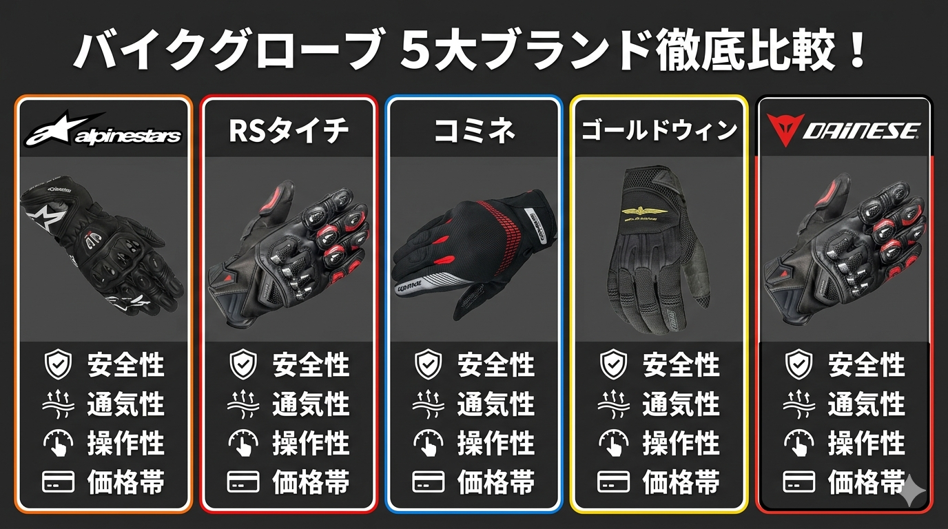 バイクグローブ選び方｜季節別おすすめメーカー比較イメージ