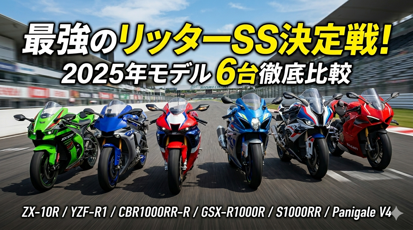 現行型リッターSS6車種スペック比較｜ZX-10R・R1・CBR1000RR-R・GSX-R1000R・S1000RR・Panigale V4