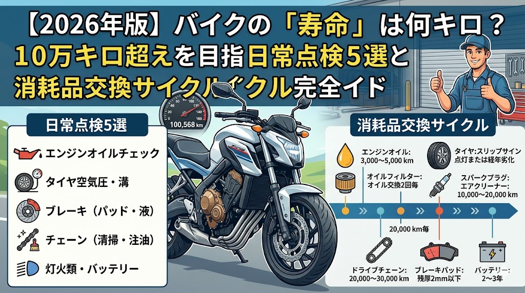 バイクの寿命は何キロ？10万キロ超えを目指す日常点検と消耗品交換サイクル完全ガイド