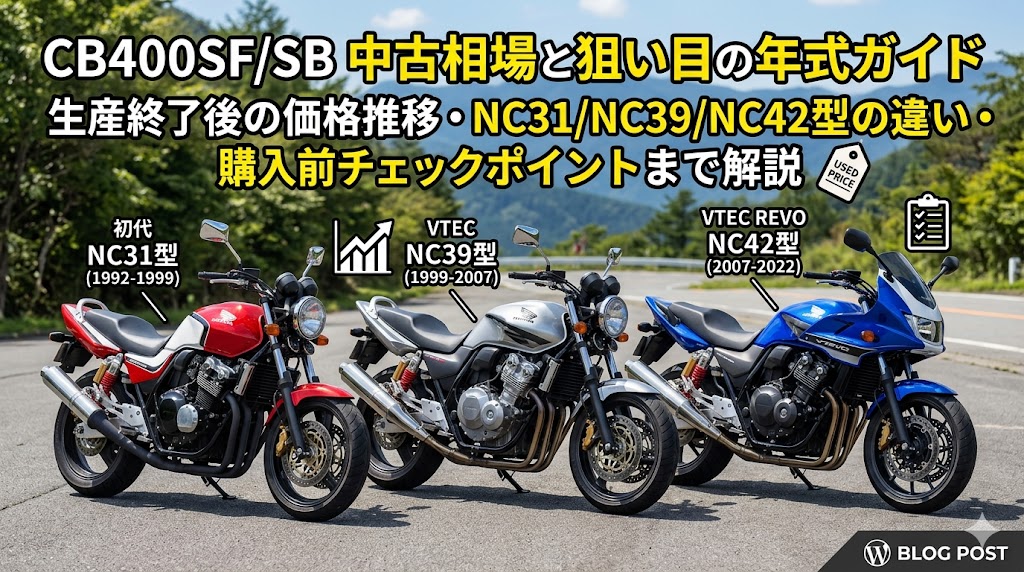 CB400SF/SBの中古相場と狙い目年式ガイド2026年版｜生産終了後の価格・型式別の違い・購入前チェックポイント