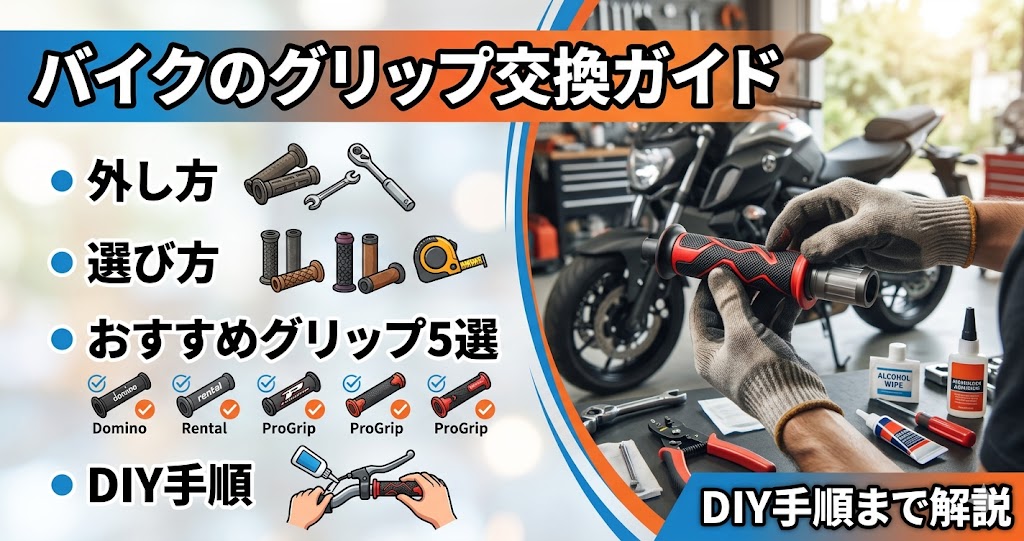 バイクのグリップ交換ガイド2026年版｜外し方・選び方・おすすめグリップ5選・DIY手順