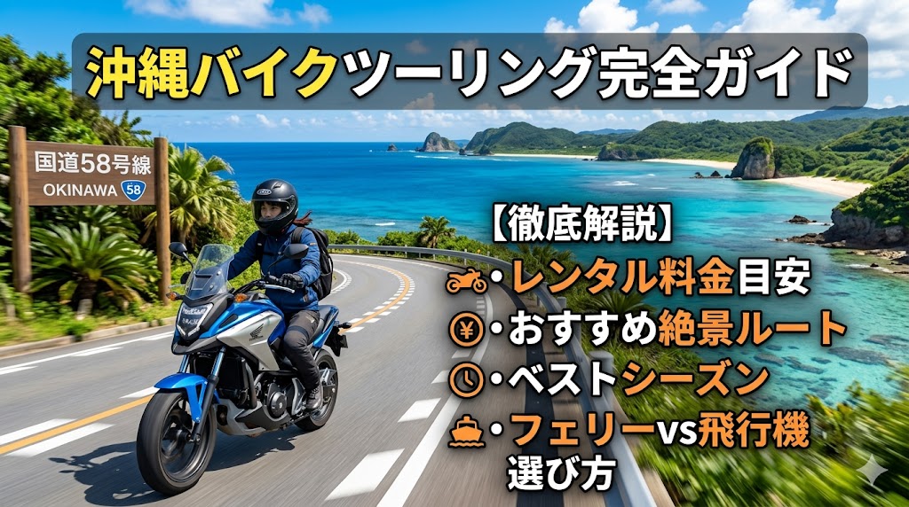 沖縄バイクツーリング完全ガイド｜レンタルバイク料金・おすすめルート・シーズン・フェリーvs飛行機