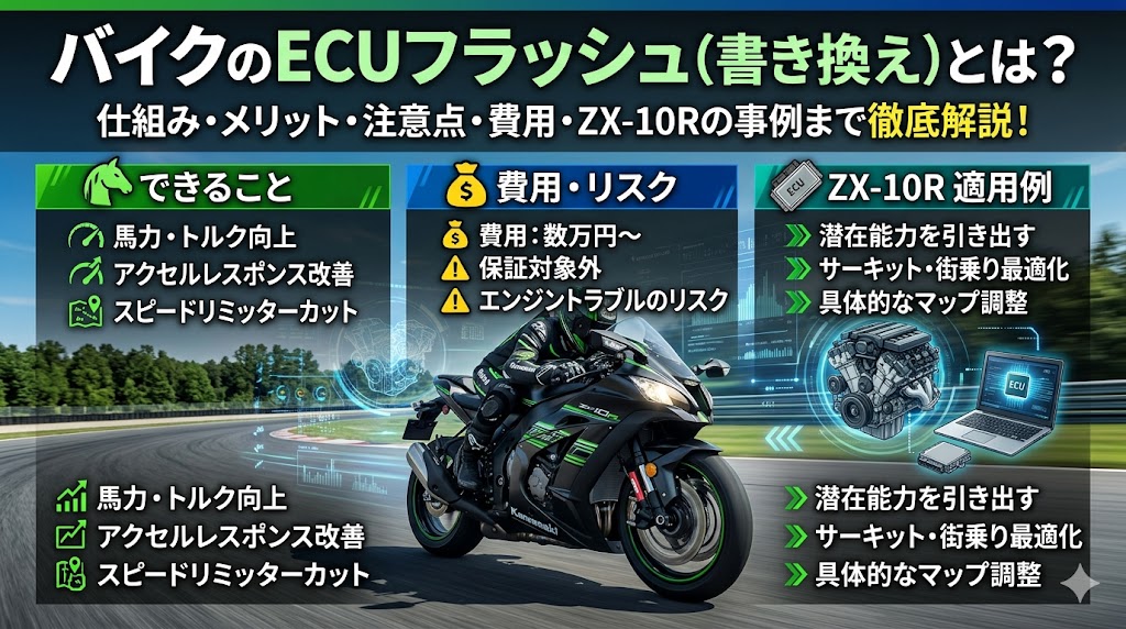 バイクのECUフラッシュ（書き換え）とは？できること・費用・リスク・ZX-10Rへの適用例