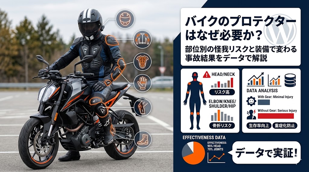 バイクのプロテクターはなぜ必要か？2026年版｜部位別の怪我リスクと装備で変わる事故結果をデータで解説