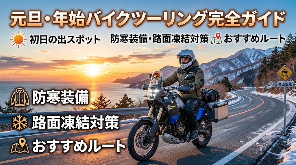 元旦・年始バイクツーリング完全ガイド2026年版｜初日の出スポット・防寒装備・路面凍結対策