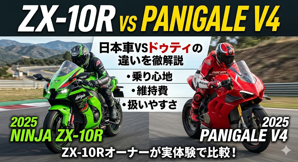 ZX-10R vs Panigale V4比較2026年版｜日本車vsドゥカティの違いを乗り心地・維持費・扱いやすさで徹底比較