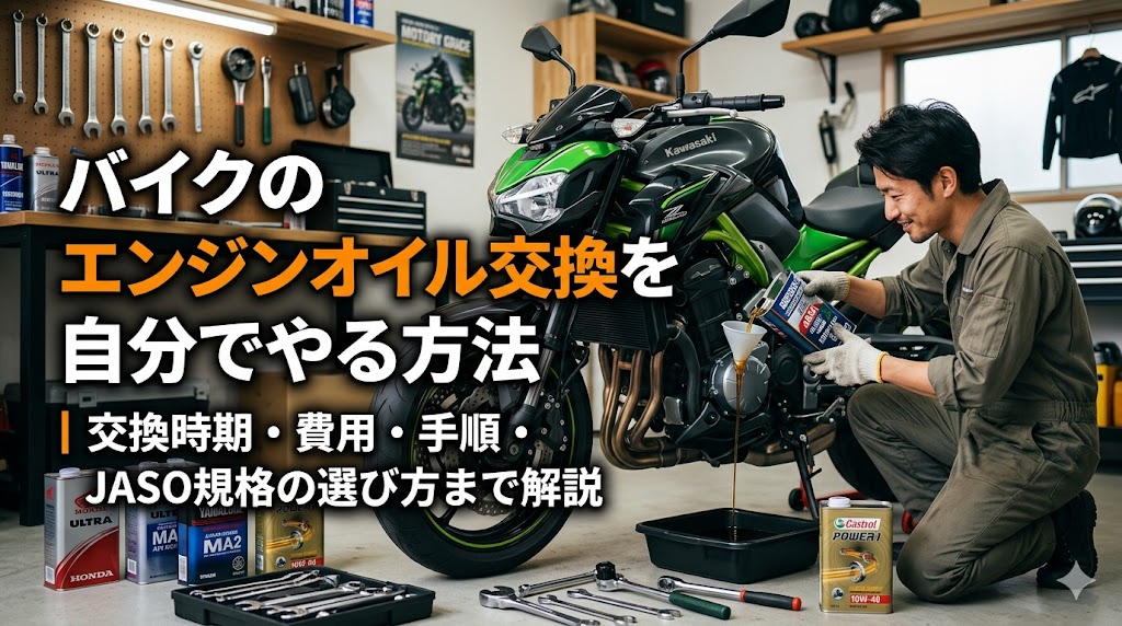 バイクのエンジンオイル交換を自分でやる方法2026年版｜交換時期・費用・手順・JASO規格の選び方