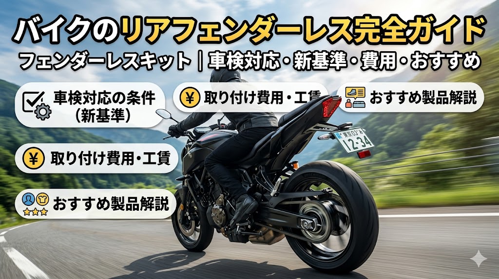 バイクのリアフェンダーレス・フェンダーレスキット完全ガイド｜車検対応条件・ナンバー新基準・おすすめ製品