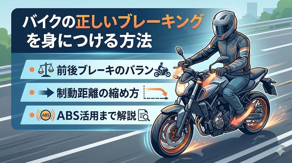 バイクの正しいブレーキングを身につける方法｜前後ブレーキのバランス・制動距離の縮め方・ABS活用