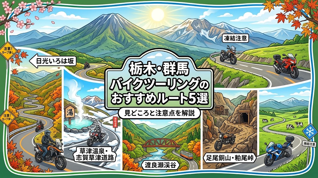 栃木・群馬バイクツーリングのおすすめルート5選2026年版｜いろは坂・草津温泉・渡良瀬渓谷・足尾の見どころと注意点