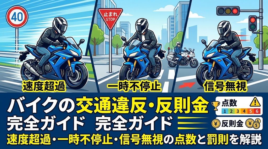 バイクの交通違反・反則金完全ガイド2026年版｜速度超過・一時不停止・信号無視の点数と罰則
