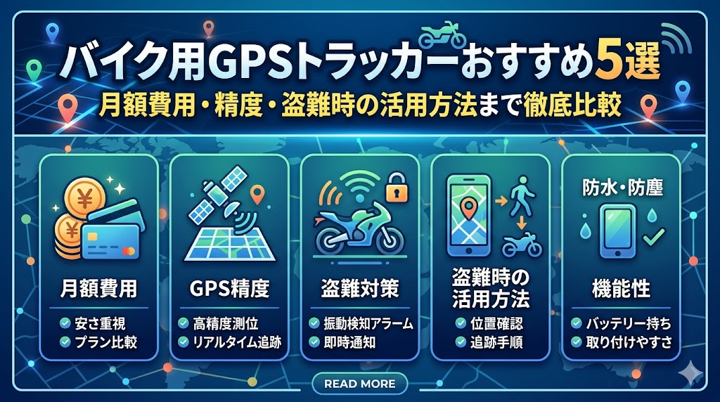 バイク用GPSトラッカーおすすめ5選2026年版｜月額費用・精度・盗難時の活用方法まで徹底比較