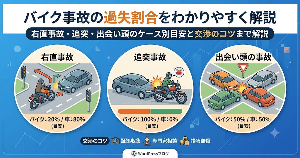 バイク事故の過失割合をわかりやすく解説｜右直事故・追突・出会い頭のケース別目安と交渉のコツ
