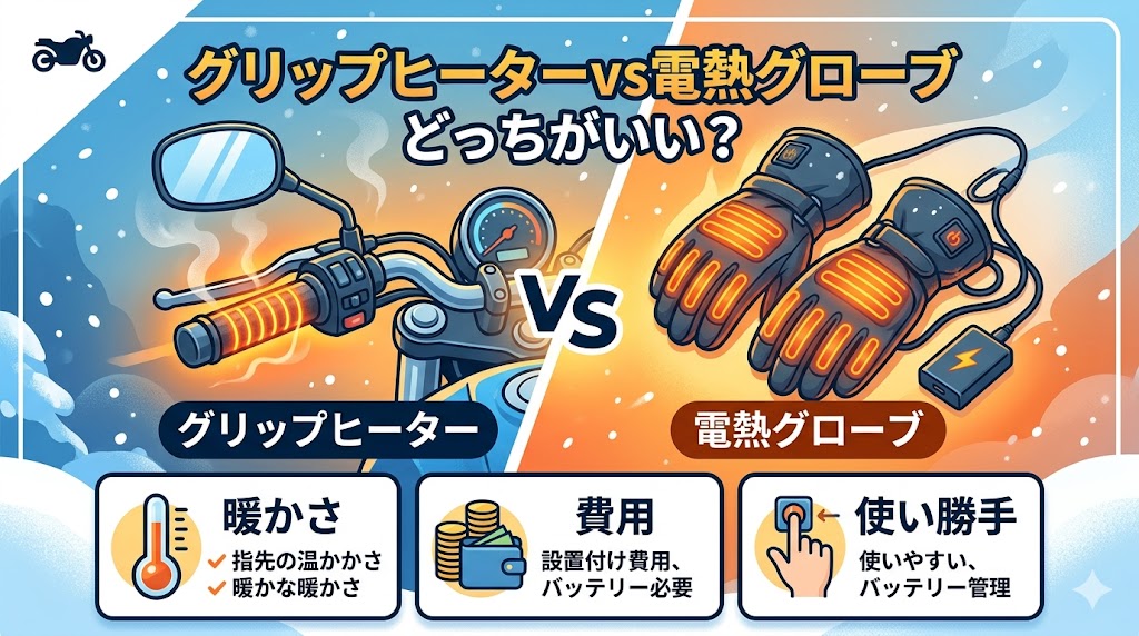 グリップヒーターvs電熱グローブどっちがいい？暖かさ・費用・使い勝手を徹底比較解説