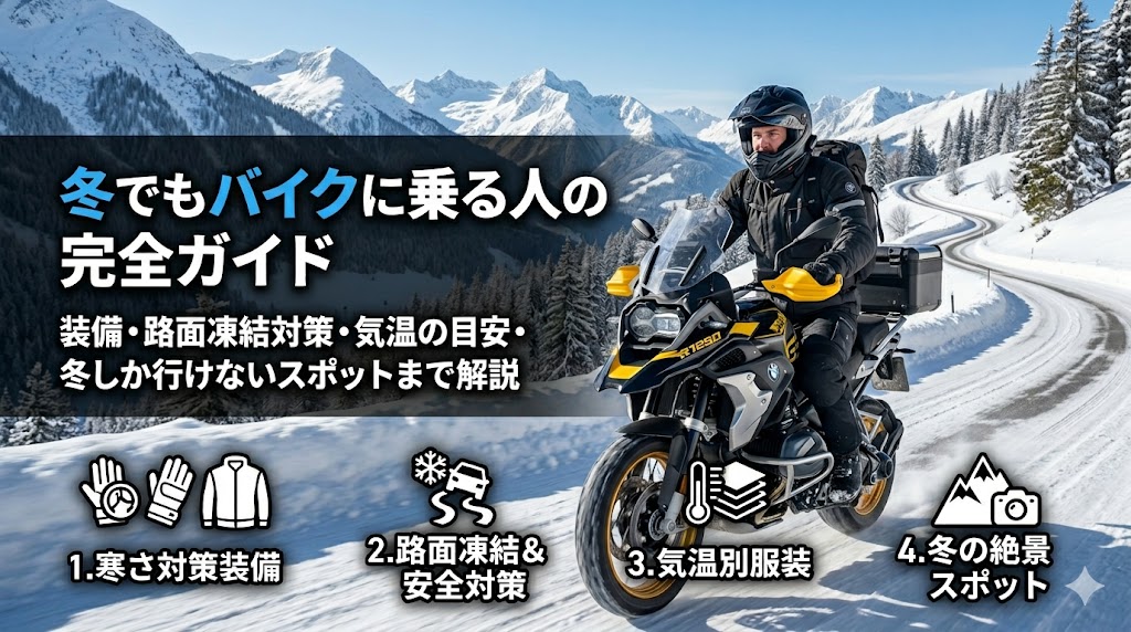 冬でもバイクに乗る人の完全ガイド｜装備・路面凍結対策・気温の目安・冬しか行けないスポット