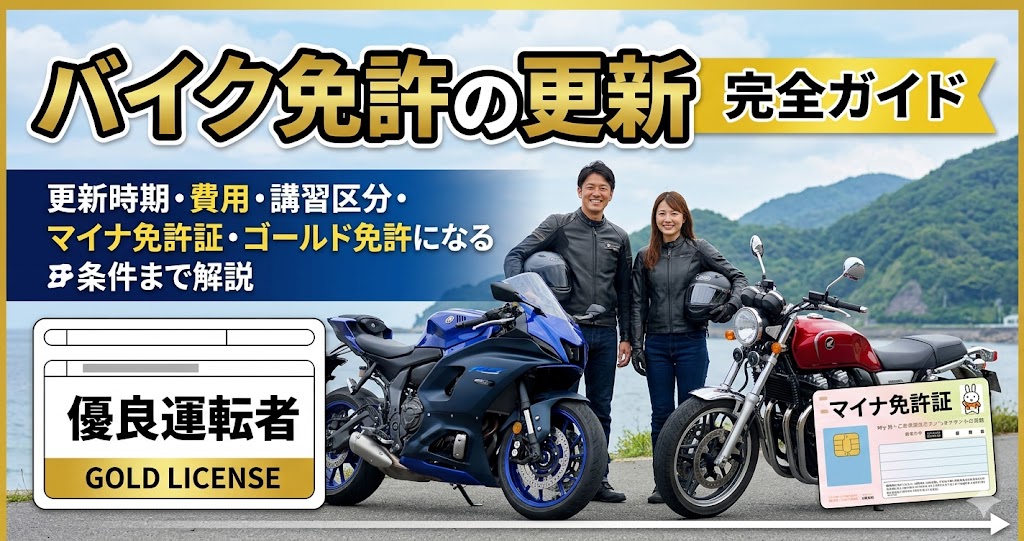 バイク免許の更新完全ガイド2026年版｜更新時期・費用・講習区分・マイナ免許証・ゴールド免許になる条件