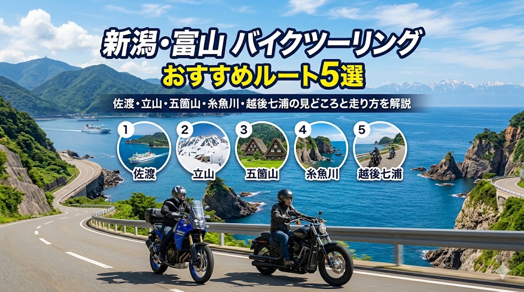 新潟・富山バイクツーリングのおすすめルート5選2026年版｜佐渡・立山・五箇山・糸魚川・越後七浦の見どころ