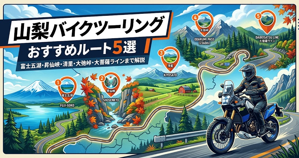 山梨バイクツーリングのおすすめルート5選2026年版｜富士五湖・昇仙峡・大弛峠・大菩薩ライン・八ヶ岳高原ライン