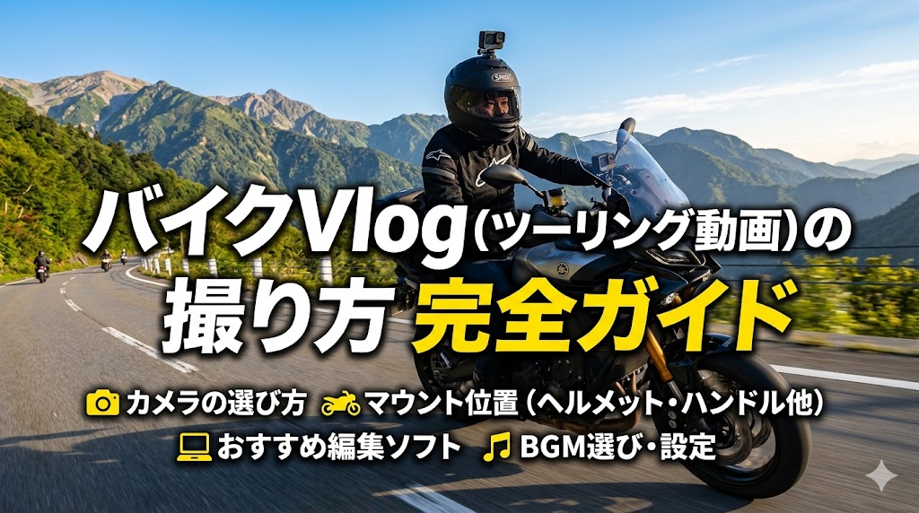 バイクVlog（ツーリング動画）の撮り方完全ガイド｜カメラ・マウント位置・編集ソフト・BGM選びまで解説