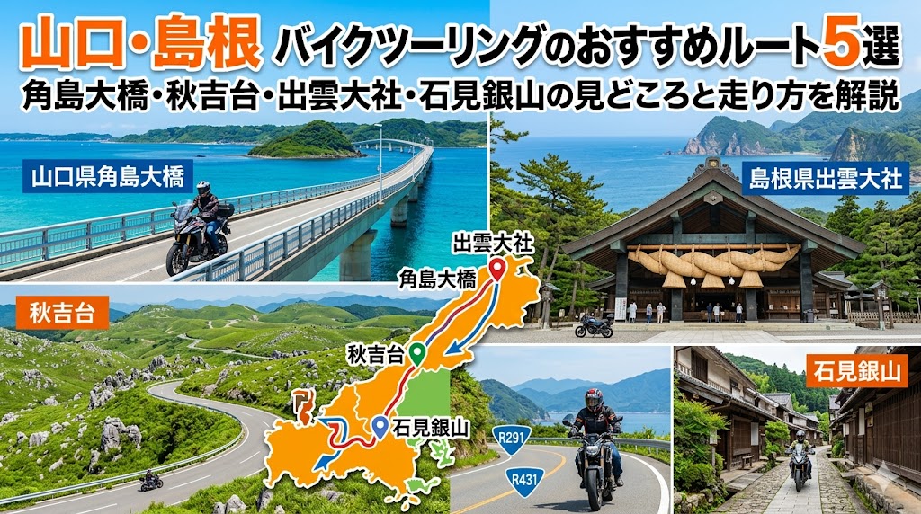 山口・島根バイクツーリングのおすすめルート5選2026年版｜角島大橋・秋吉台・出雲大社・石見銀山
